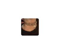 Cliory Collar de piel con estampado de pata de gato y leopardo, gargantilla punk para mujer