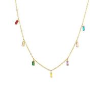 Cliory Collares de oro coloridos para mujer, collar de diamantes de imitación arcoíris de cristal de 18 quilates, joyería para mujer