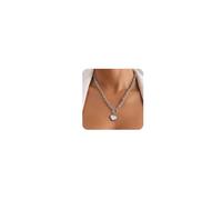 Cliory Gargantilla con forma de corazón de amor, collar de clip de plata, collar con colgante de moneda, joyería punk para mujer