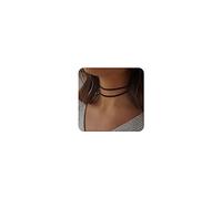 Cliory Gargantilla gótica de terciopelo negro, gargantilla ajustable de cuero en capas, collar de cuerda de cuero, joyería para mujer