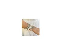 Cliory Ramillete de muñeca de seda para boda, novia, dama de honor, flor de mano, flores de cristal, accesorios de fiesta para mujer, 19.5in, Cristal, No es una piedra preciosa