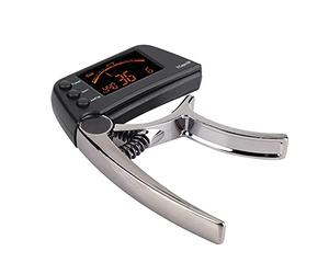 Clip De Afinador De Cejilla De Guitarra capotraste para guitarra con afinador Cejilla De Afinacin De Cambio Rpido Digital Con Una Sola Mano Duradera Para Capodastres