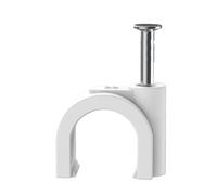 Clip de alambre con clavo de acero 100 clips redondos for cables, de acero, for colgar en la pared, con forma de U y hebilla de plástico.(10mm)