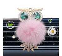 Clip de ambientador de coche - Accesorio de fragancia de felpa de búho de diamantes de imitación, olor a largo plazo, elegante soporte de ventilación con material duradero | Mejora de aire interior
