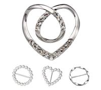 Clip de anillo para bufanda con diamantes de imitación en forma de corazón, 1.46 pulgadas, paquete de 4 clips de cierre para bufanda, clips de corbata para camiseta, hebilla de nudo Hëm, cierre