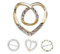 Clip de anillo para bufanda con diamantes de imitación en forma de corazón, 1.46 pulgadas, paquete de 4 clips de cierre para bufanda, clips de corbata para camiseta, hebilla de nudo Hëm, cierre