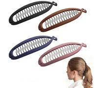 Clip de banana, set de 4 pinzas vintage para el pelo, estilo retro, resistentes y elegantes, ideales para mujeres y niñas con cabello grueso o largo, colores clásicos