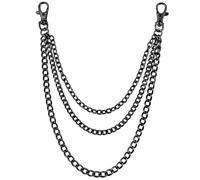 Clip de cadena para pantalones vaqueros, cinturón de cadena, cartera, bolsillo, cadena, llavero, hip hop, punk, gótico, accesorios para mujeres y hombres (negro), 3-Layer Chains(Black), Metales no