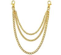 Clip de cadena para pantalones vaqueros, cinturón de cadena, cartera, bolsillo, pantalones, cadena, llavero, hip hop, punk, gótico, accesorios para mujeres y hombres (dorado), 3-Layer Chains(Gold),