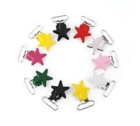 Clip de chupete de estrella de cinco puntas de 10 piezas Clips de suspensión de metal Clip de soporte de chupete de plástico para niños y niñas chupete y juguetes