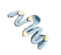 Clip de cola de caballo grande con diseño de corazón azul forma ardiente garra de pelo para mujeres color crema práctico acrílico garra