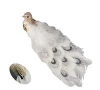 Clip de Cola de Pavo Real con Cuentas de 21 cm de Largo, para decoración de árbol de Navidad, Color Dorado