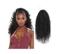 Clip de cola en el pelo Cola de caballo con cordón de cabello humano rizado rizado for mujeres negras Clip de cabello Remy brasileño de 8-26 pulgadas en extensión de cola de caballo rizada Piezas de c