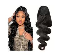 Clip de cola en el pelo Extensión de cola de caballo, cabello humano con cordón, cola de caballo, negro Natural, 10-26 pulgadas, extensión de cabello ondulado, cabello brasileño Remy, cola de caballo,