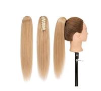 Clip de cola en el pelo Extensión de cola de caballo con clip de garra, cabello humano Remy indio, postizo de cola de caballo, extensiones de cabello de cola de caballo rectas y sedosas de 14-22 pulga