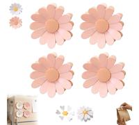Clip De Comida Magnético En Forma De Cereza, Clips De Bolsa De Flor De Margarita, Clips De Bolsa Magnética De Flor De Cereza 3D, Diseño De FLO-r Linda, Diseño Magnético Fuerte (4 pcs-#b)