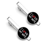 Clip de corbata divertido con texto en inglés "I Love My Wife", regalo decorativo para hombres, 5.5x2.2cm, Metal