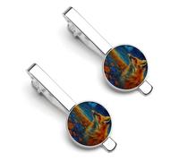 Clip de corbata Fox Butterfly Flowers para hombre, juego de 2 clips para corbata, accesorios para hombre, ideal para bodas, aniversarios y negocios.