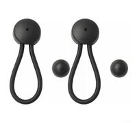 Clip de cordón de choque elástico, 2 bolas de cuerda elástica de lona, para pancartas, lonas, pabellones, tiendas de campaña, ganchos elásticos (negro)