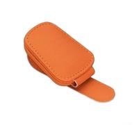 Clip de cuero sintético para gafas de sol para visera de vehículo diseñado para patas gruesas o finas de gafas y artículos planos (naranja)
