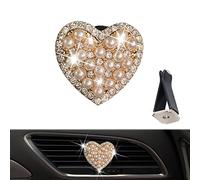 Clip De Decoración De Perfume De Coche En Forma De Corazón De Melocotón, Asudaro Clip De Ventilación De Aire De Diamantes De Imitación Bling Bling Difusor De Aceite Esencial De Coche