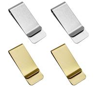 Clip de Dinero de Metal, 4 Piezas Pinzas para Billetes de Acero Inoxidable para Hombres Efectivos de Tarjeta de Crédito Paper Documentos (Plata & Oro)