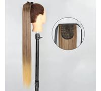 Clip de extensión de cabello de cola de caballo sintética de 34 pulgadas en peluca falsa Postizo Rubio envolvente alrededor de coleta larga y suave cola de caballo superior-4T27_a-34 pulgadas 85 cm
