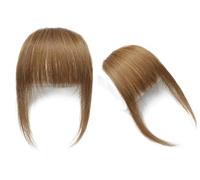 Clip de Flequillo Plano en Cabello Humano Real - Extensiones de Flequillo Con Varillas, Color Marrón Claro