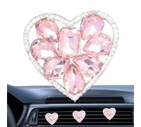 Clip de fragancia en de corazón para ventilación de coche, ambientador de ventilación de coche, con de corazón, adorno brillante para el interior del vehículo para mujeres que conducen