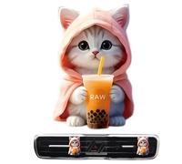 Clip de fragancia para coche, difusor de ventilación de gato de 5 cm, aroma sólido, adorable forma, salida automática, aroma de conducción, viajes, estilo interior, regalo dulce, lindo, fresco