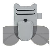 Clip De Gafas De Coche - Soporte Magnético De Cuero | Bolsillo Para Billete Para Parasol 12Cm 60G Portatarjetas Multifuncional Y Organizador De Almacenamiento Para Gafas De Sol Para Un Am, Gris, Se