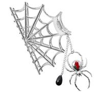 Clip de garra de telaraña de Kreepsville: accesorio gótico para el cabello de Halloween con dije de araña, plateado.