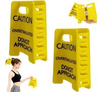 Clip de garra para el pelo con signo de caución, clip de goma amarilla para cabello grueso, sujeción divertida en pareja I'm Overstimulated, Strong Grip Hair Claw (2 unidades)