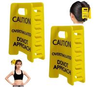 Clip de garra para el pelo con signo de caución, no se trata de una garra de pelo grueso, clips de pelo amarillo divertido, accesorios valientes para coworkers y amigos (2 unidades)