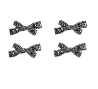 Clip de lazo de diamantes de imitación negro, Clip de borde, Clip de flequillo de pelo roto, Clip superior, horquilla, pinzas for el cabello(Silver)