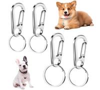 Clip de marca de perro para collar | 4 piezas de acero inoxidable cierre rápido para collares de mascotas, dispositivo de posicionamiento para perros y gatos, accesorio de fijación, para viajes