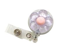 Clip de metal para insignias, retráctil, con diseño de flor de ABS giratorio, para viajes, oficina, personal de administración, insignia de seguridad