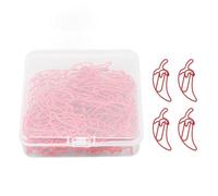 Clip de papel con forma de pimiento, 100 piezas, color rojo, lindos clips de papel decorativos de metal para oficina, escuela, hogar, manualidades, material de hierro, caja