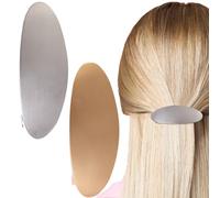 Clip De Pelo Francés, Clip De Pelo Plano Oval Para El Pelo Fino Clásico Francés Crimson Flat Coil Para El Pelo Largo - Bullet De Metal Para Boda - Silver Metal Oval Hai