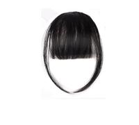 Clip de pelo sintético teñido marrón invisible frontal flecos aire flecos negro natural pelo falso chica (negro natural)