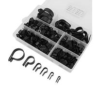 Clip de tubo de plástico Abrazadera P 200 piezas sujetadores P de plástico de nailon abrazaderas caja surtida para kit de conductos de cables gestión de cables (negro)