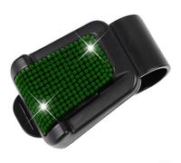Clip de visera adornado con diamantes de imitación diseñado para almacenamiento de gafas de sol y gestión auxiliar de artículos en vehículos (diamante verde)