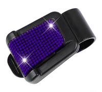 Clip de visera adornado con diamantes de imitación diseñado para almacenamiento de gafas de sol y gestión auxiliar de artículos en vehículos (diamante azul)