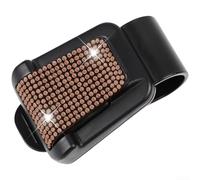 Clip de visera adornado con diamantes de imitación diseñado para almacenamiento de gafas de sol y gestión auxiliar de artículos en vehículos (oro brillante)