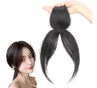 Clip en Bangs Side Paded Hair Toppers for Real Human Hair 360 ° Piezas de tapa de cubierta de flequillo falso en extensiones para mujeres Diarias, negro natural.
