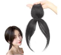 Clip en Bangs Side Paded Hair Toppers for Real Human Hair 360 ° Piezas de tapa de cubierta de flequillo falso en extensiones para mujeres Diarias, negro natural..