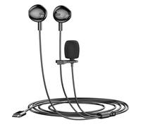 Clip En El Conjunto De Micrófono USB: Auriculares con Cableado En Euros con Micrófono Lavalier, Micrófono De Podcasting con Parabrisas De Espuma | Diseño De Enchufe Y Uso con Bloqueo De Audio Y Ruido