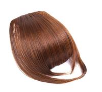 Clip en Flequillo Flequillo con clip, extensiones de cabello sintéticas rectas naturales, flequillo romo, postizo recto corto de 6 ", flequillo frontal limpio, flequillo completo con clip for mujeres