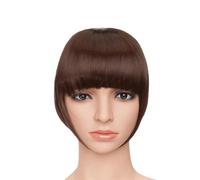 Clip en Flequillo Flequillo falso sintético Blunt Bang Clip en extensión de cabello mujeres Blunts pelo con flecos negro marrón flequillo 2 Clips Clip en Flequillo Cabello(Color:Dark auburn)