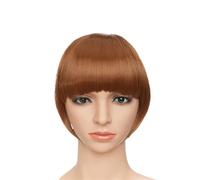 Clip en Flequillo Flequillo falso sintético Blunt Bang Clip en extensión de cabello mujeres Blunts pelo con flecos negro marrón flequillo 2 Clips Clip en Flequillo Cabello(Color:Light auburn)